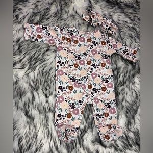 Chick Pea Floral Bodysuit with Bow 6-9M